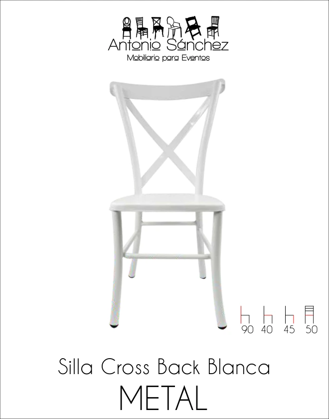 Primera página del brochure: Silla Crossback Metal Blanca