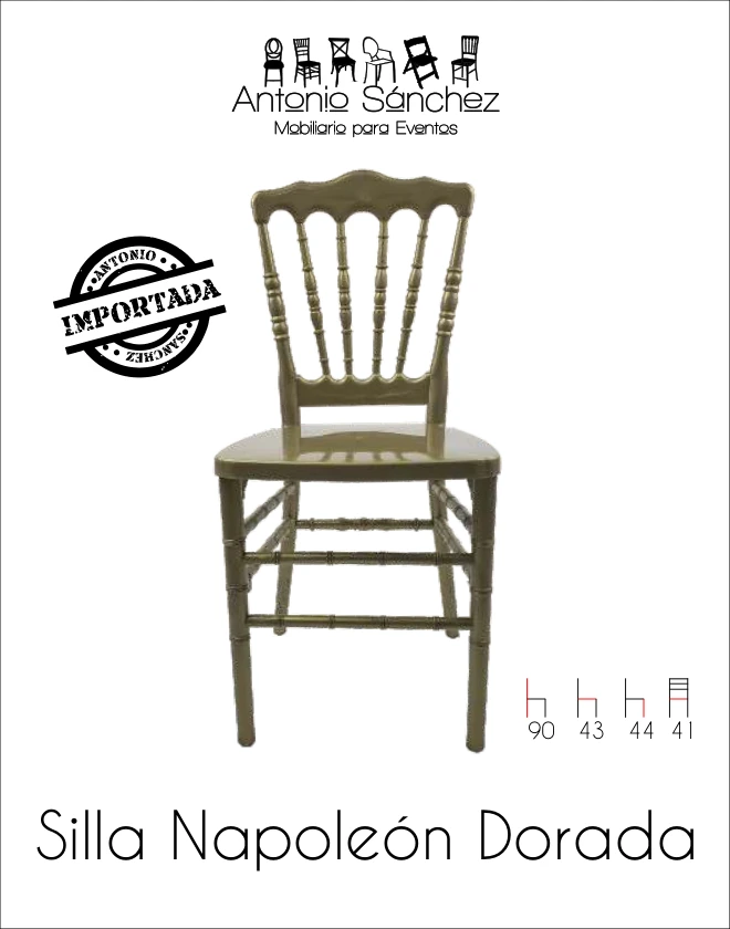 Primera página del brochure: Silla Napoleón Resina Dorada